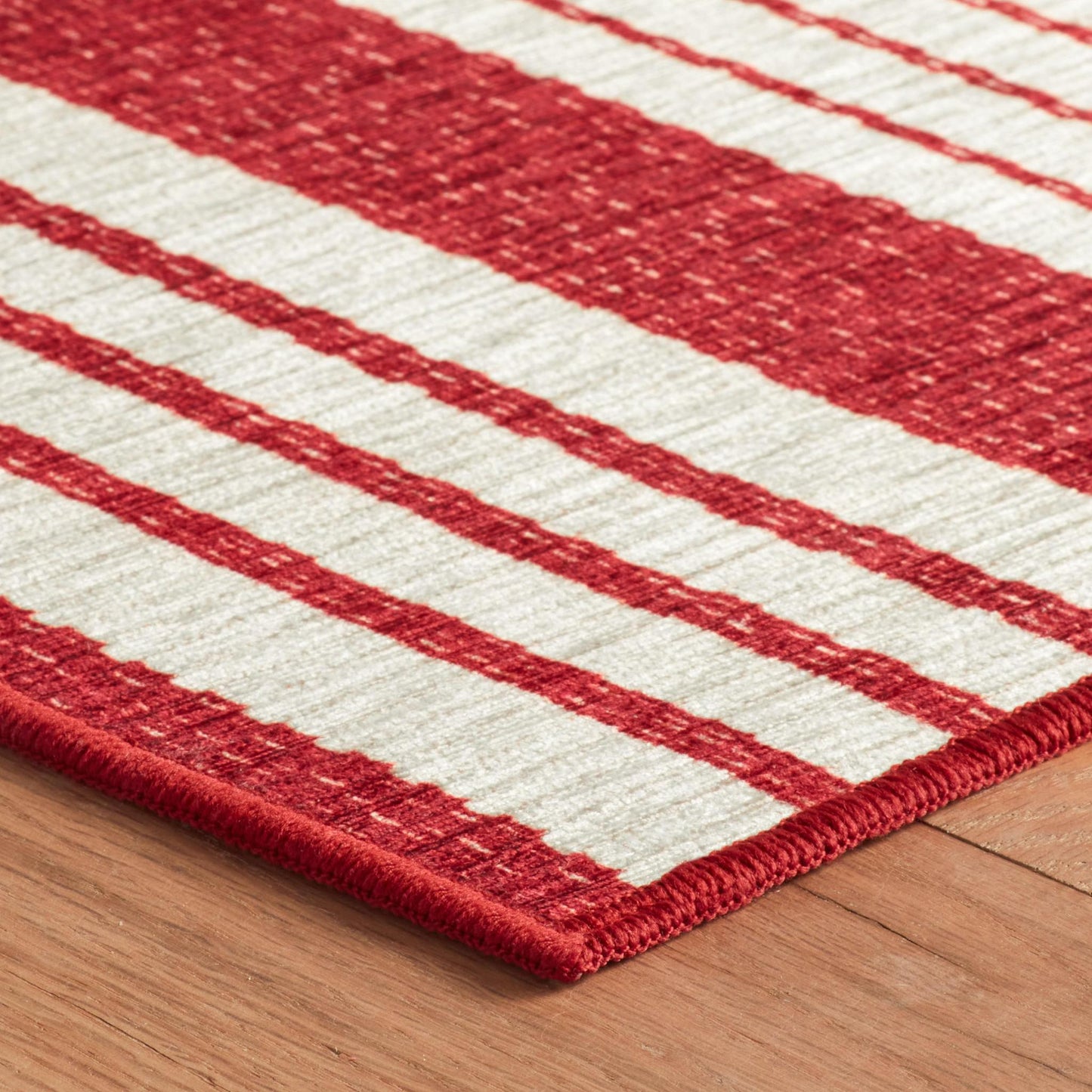 Rug - Machine-Washable - Abby Ticking Red