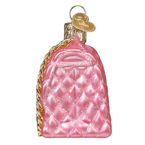 Ornament - Blown Glass - Quilted Purse