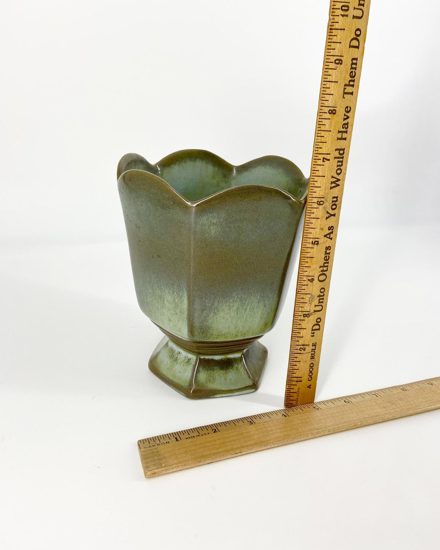 Frankoma Pottery pieces. Part of a vintage collection of 119 pieces. Collectible vintage set of Frankoma Plainsman Woodland Moss tableware.