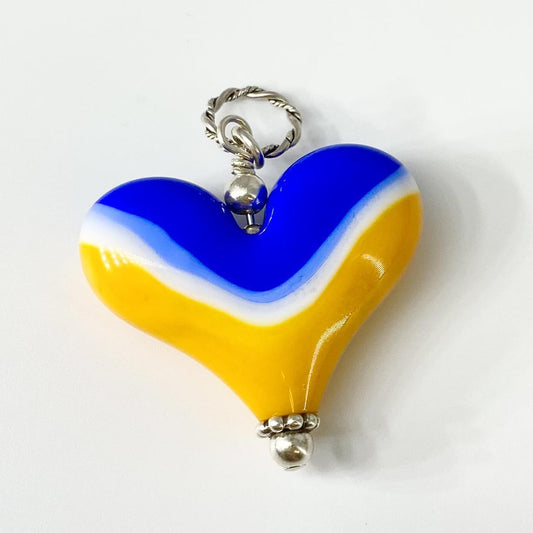 Pendant -  "Royals" Landscape Heart - Glass & Sterling