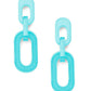 Earrings - Cable Chain Drop Post - Bright Blue - Resin