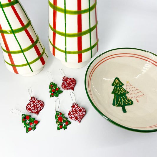 Earrings  - Tree & Ornament - Enamel on Copper