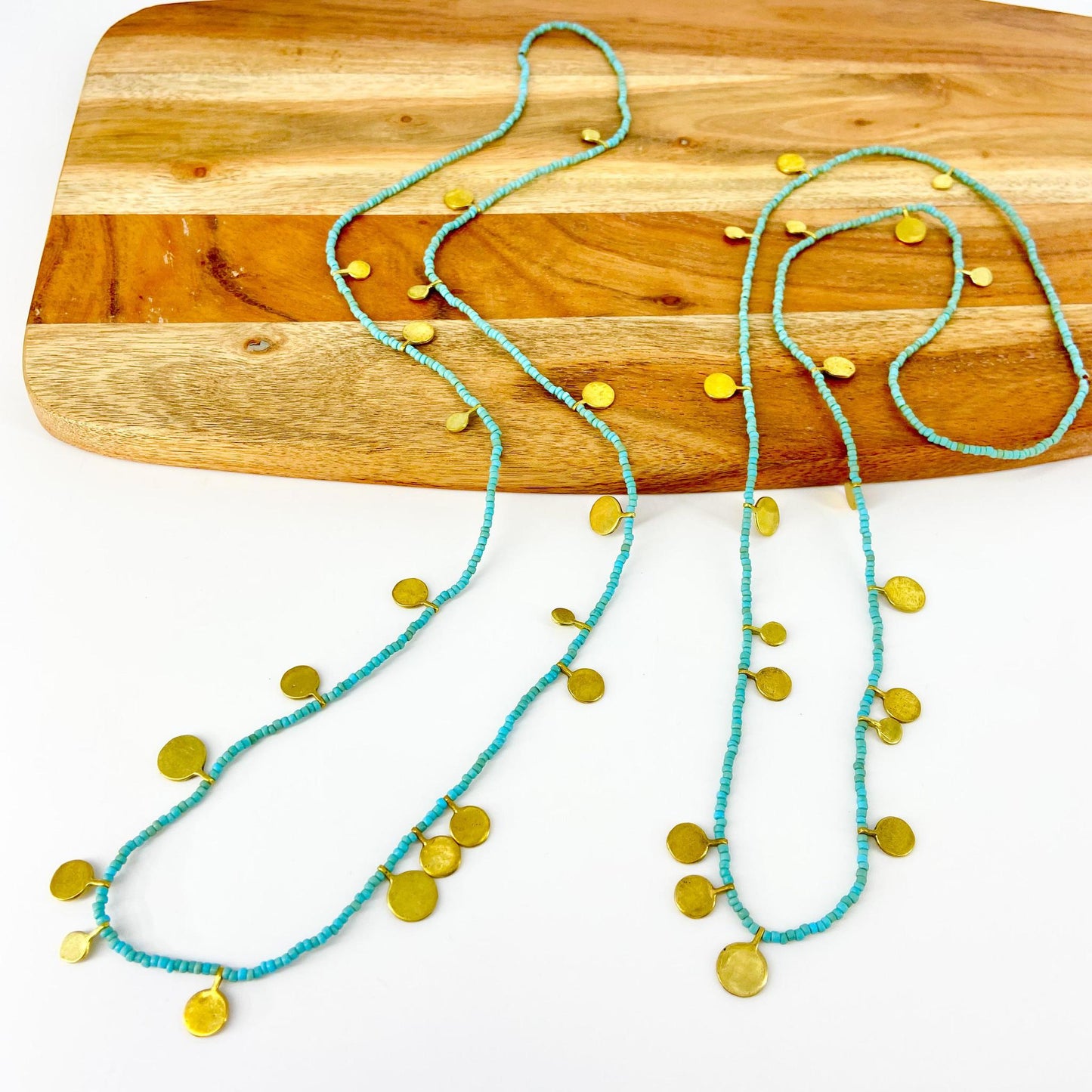 Necklace - Brass Tabs & Beads