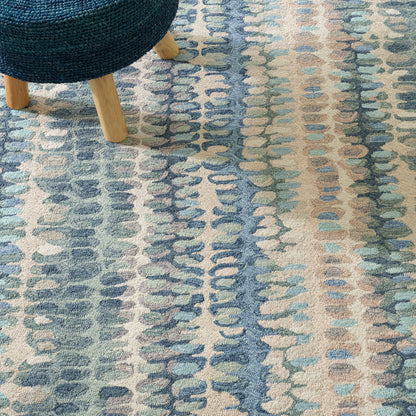 Rug - Micro Hooked Wool - Paint Chip Blue
