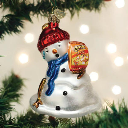 Ornament - Blown Glass - Flamin' Hot Cheetos Snowman