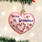 Ornament - Blown Glass - Grandma Heart