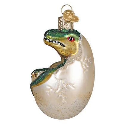 Ornament - Blown Glass - Baby Dino in Egg