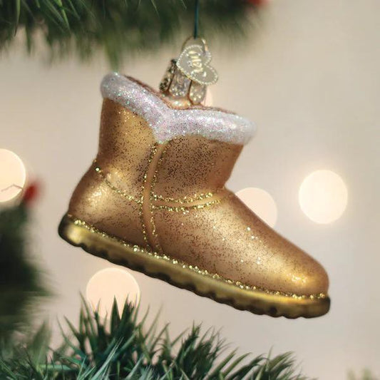 Ornament - Blown Glass - Sheepskin Boot