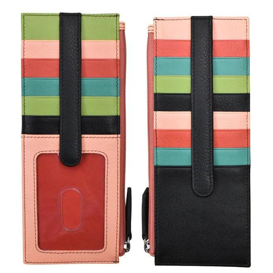 Wallet - 14 Slots + Zippered Pouch - Multi & Black