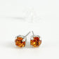 Stud Earrings - Real Crystals - Tangerine
