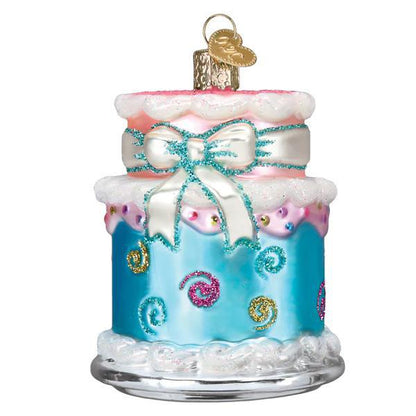 Ornament - Blown Glass - Happy Birthday Cake