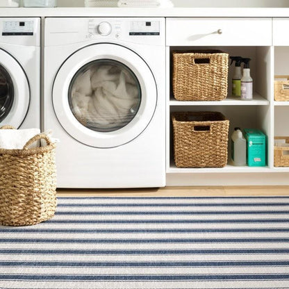 Rug - Machine-Washable - Blue Awning Stripe