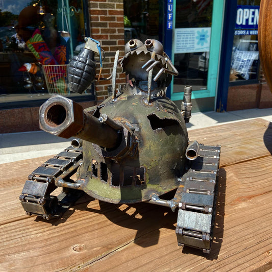 Sculpture - One Man Tank With Grenade