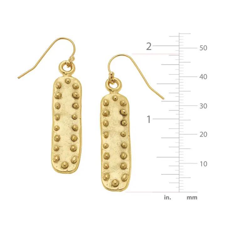 Earrings - Bar w/ Dots - 24kt Gold Plated