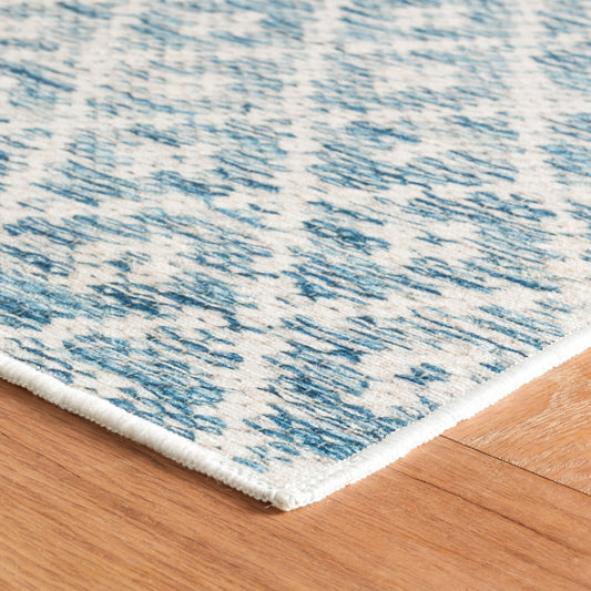 Rug - Machine-Washable - Melange Diamond Blue