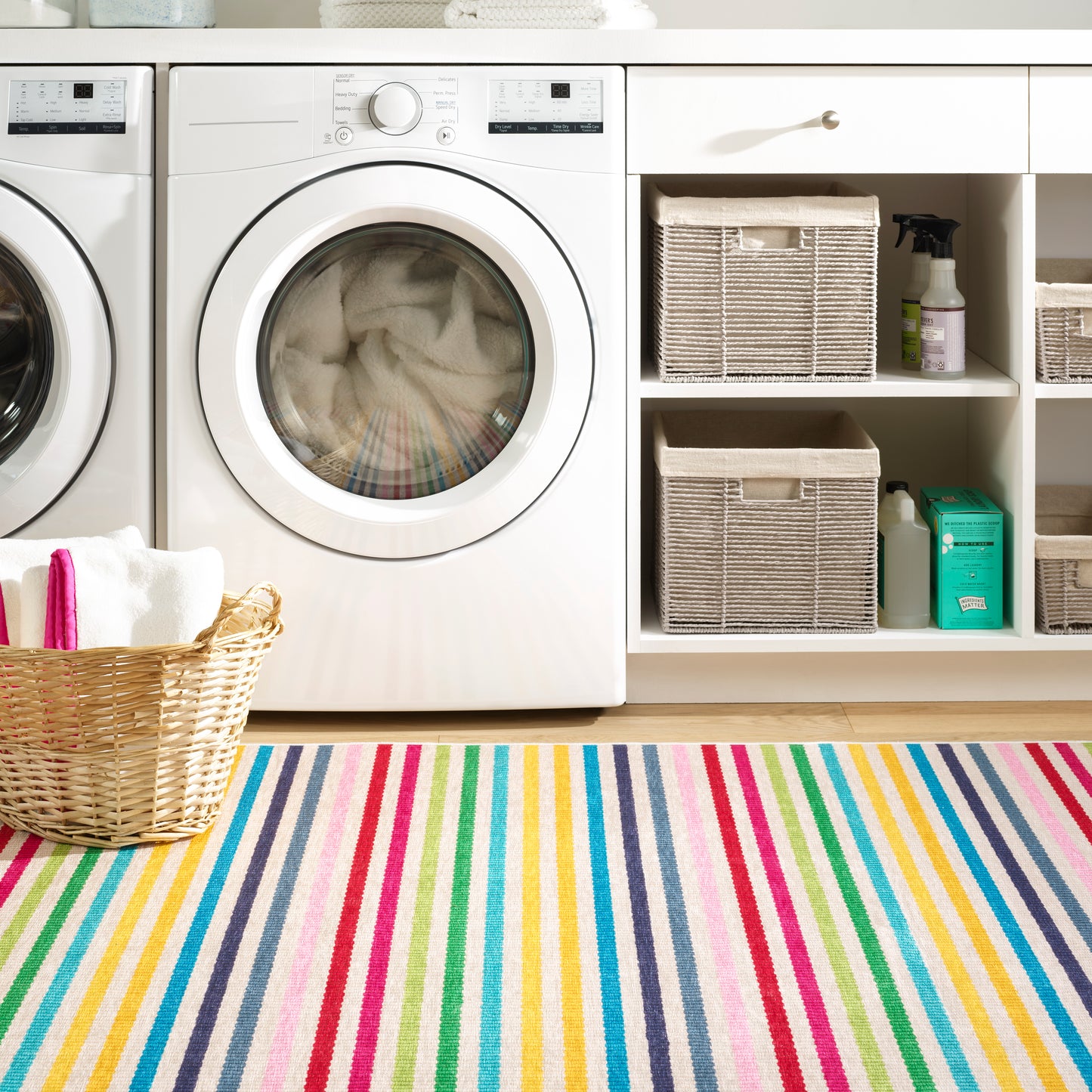 Rug - Machine-Washable - Rainbow Stripe Multi