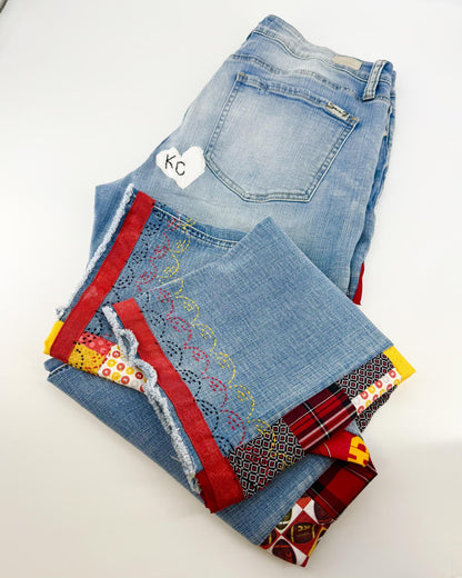 Upcycle YOUR Jeans - CUSTOM - KC Red Kingdom Inspired