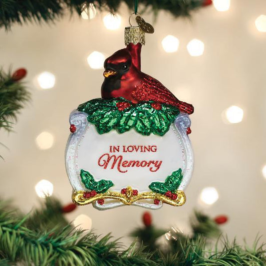 Ornament - Blown Glass - Memorial Cardinal