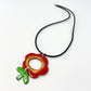 Necklace - Flower & Leaf - Red/Yellow - Enamel (Video)