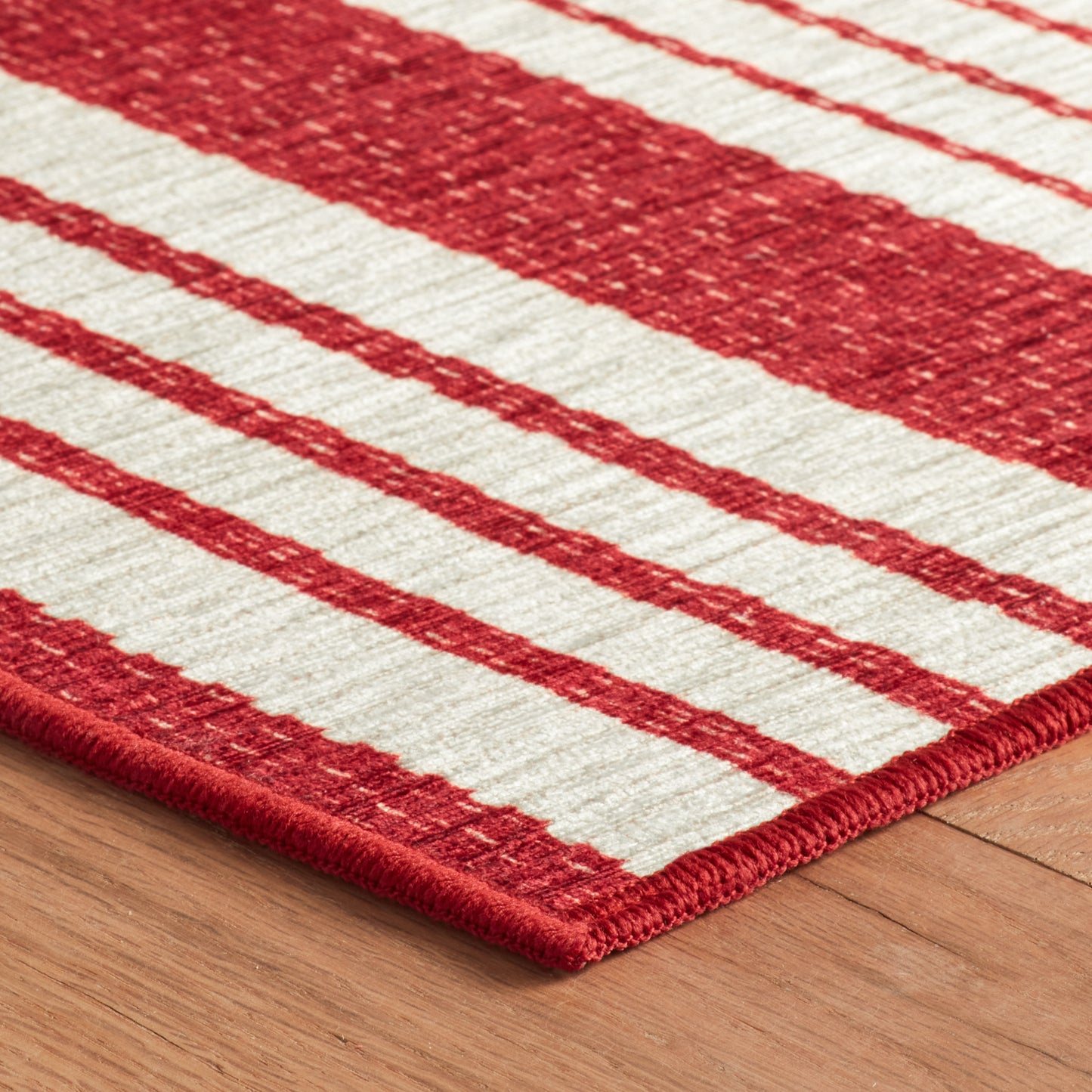 Rug - Machine-Washable - Abby Ticking Red