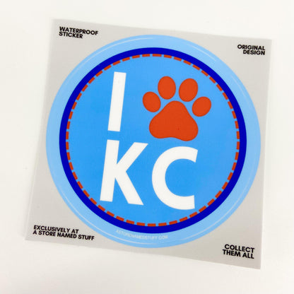 Sticker - I (Paw Print) KC - Blue/Red