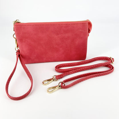 4 in 1 Handbag - Crossbody/Clutch/Wristlet - Berry