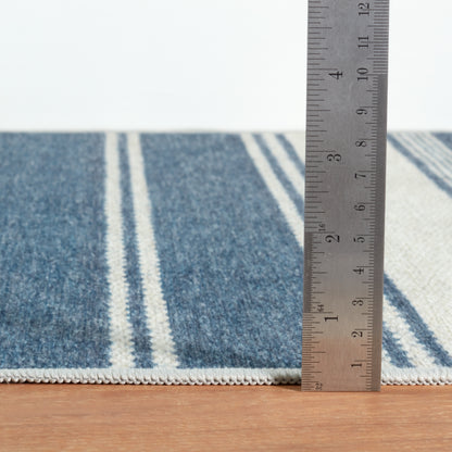 Rug - Machine-Washable - Bowman Stripe Blue