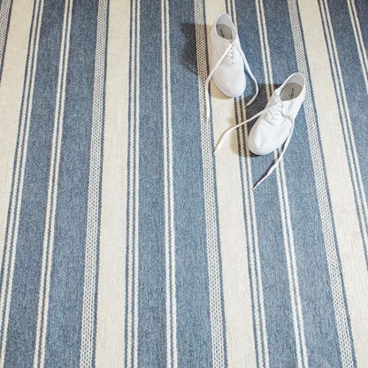 Rug - Machine-Washable - Bowman Stripe Blue
