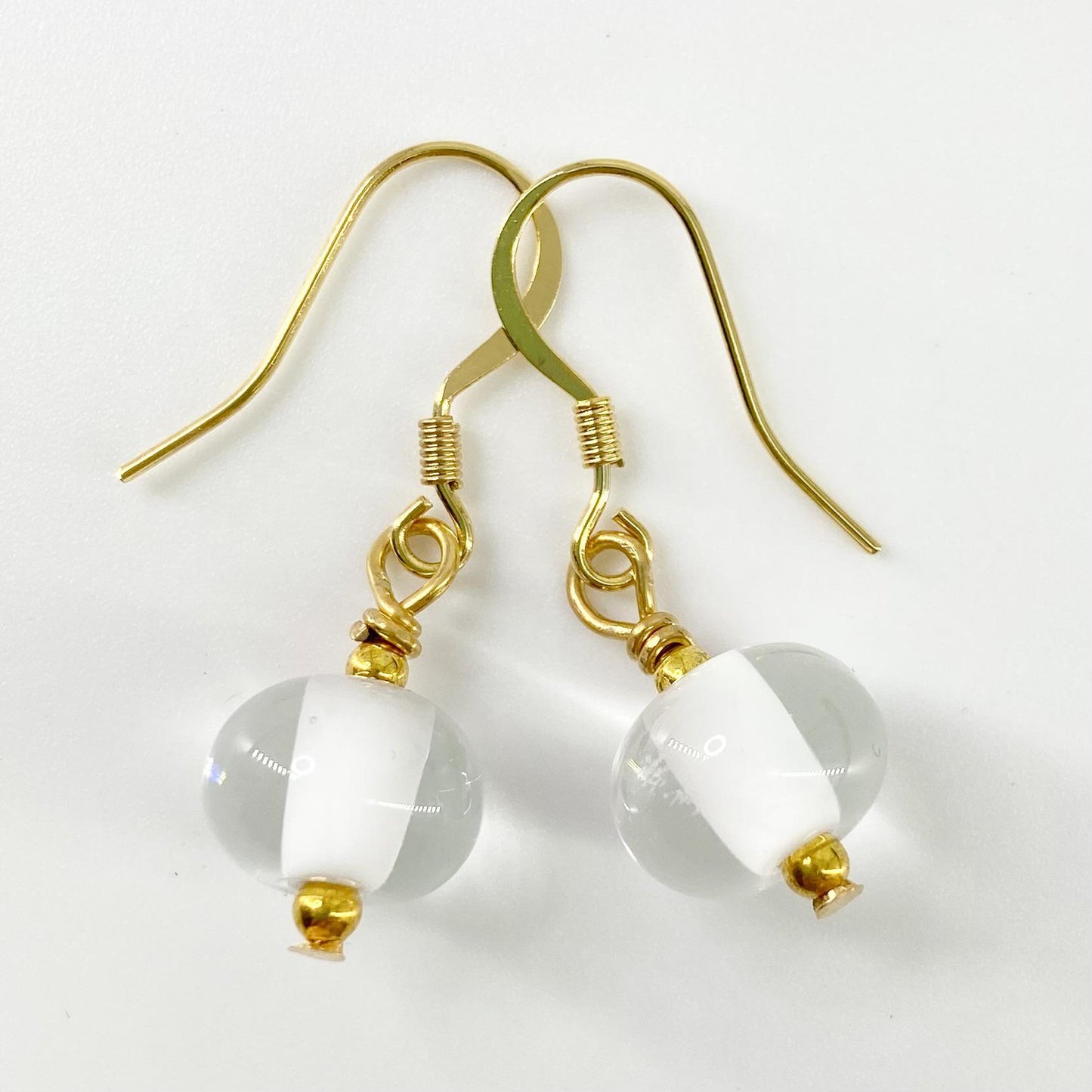 Earrings - White Core - Glass & Goldfill (Video)