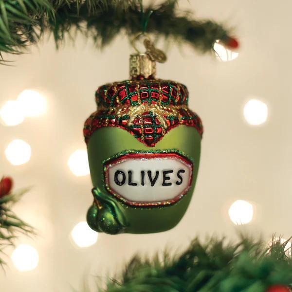 Ornament - Blown Glass - Jar of Olives