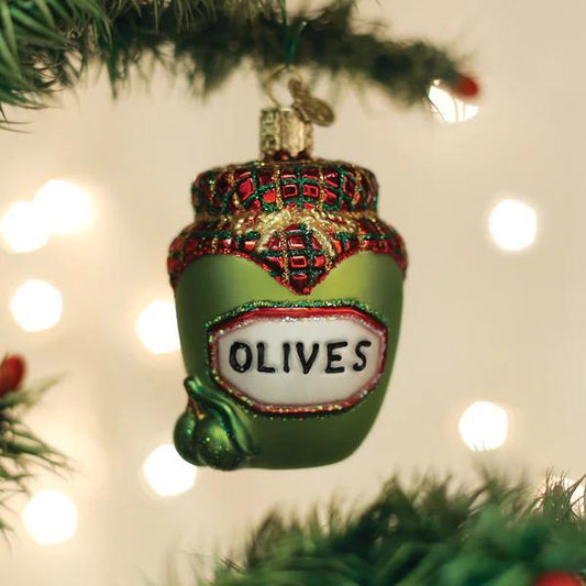 Ornament - Blown Glass - Jar of Olives
