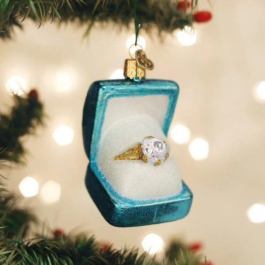 Ornament - Blown Glass - Something Blue Ring Box