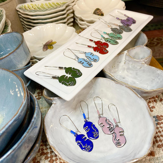 Earrings  - Goddess Faces - Enamel