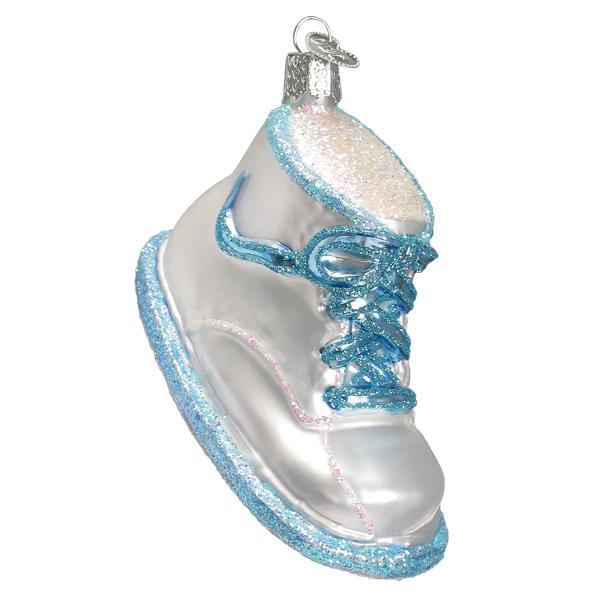 Ornament - Blown Glass - Blue Baby Shoe