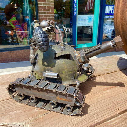 Sculpture - One Man Tank With Grenade