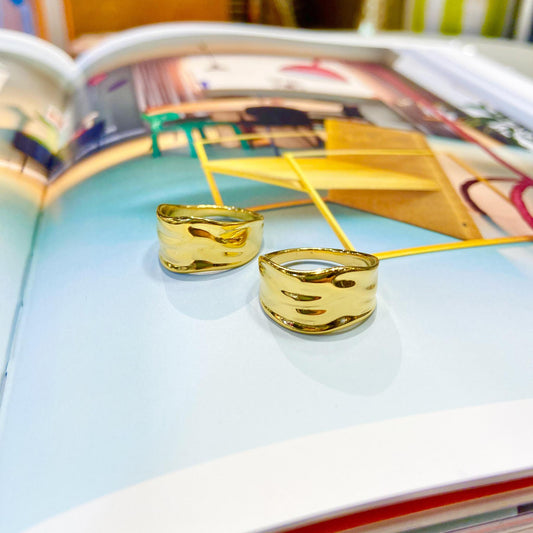 Ring - Waterproof Gold On Stainless Steel - "Blaze"