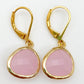 Earrings - Pink Crystal Drops - 14k Gold on Sterling