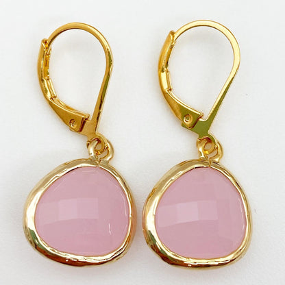 Earrings - "Pink" Crystal Drops - 14k Gold on Sterling