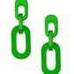 Earrings - Cable Chain Drop Post - Green - Resin