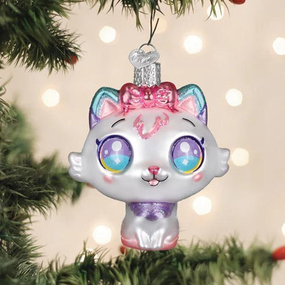 Ornament - Blown Glass - Kawaii Cat