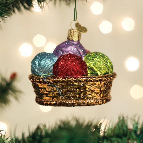 Ornament - Blown Glass - Basket of Yarn