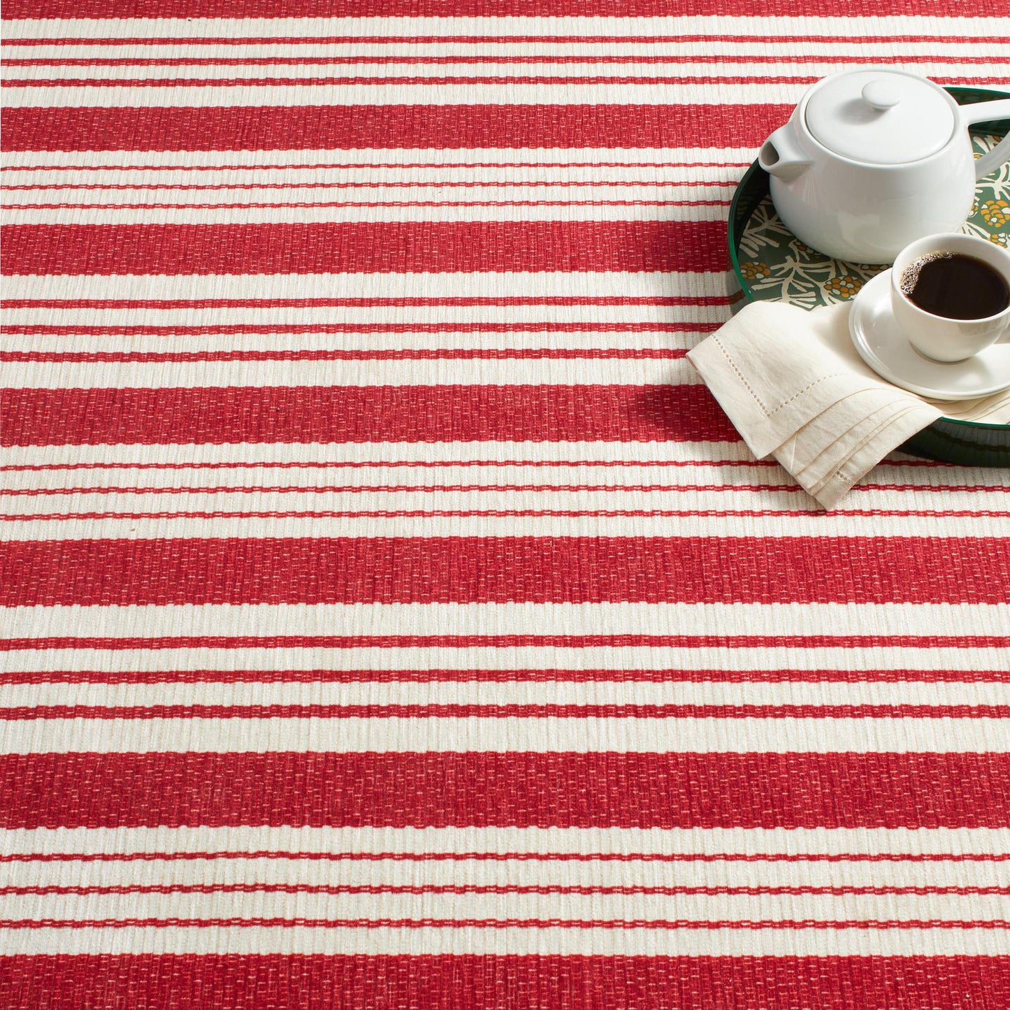 Rug - Machine-Washable - Abby Ticking Red