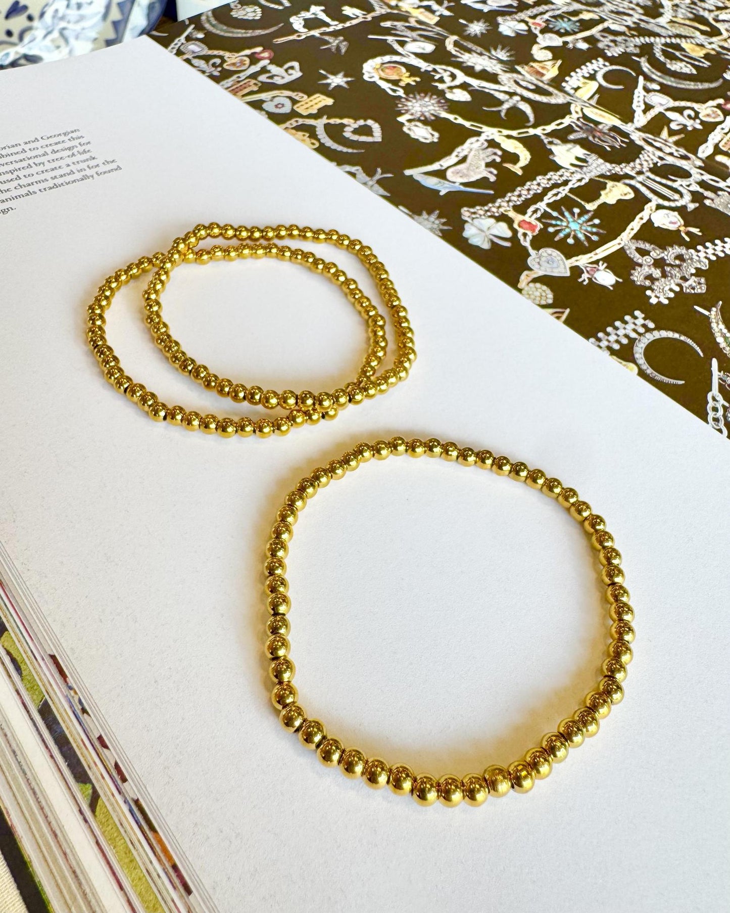 Bracelet - Waterproof Gold Ball - 4mm