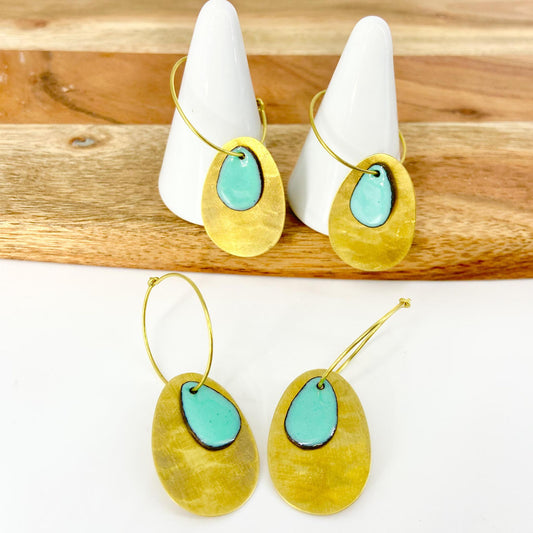 Earrings - Kiln-Fired Enamel & Brass