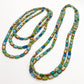 Necklace - 7-Way Furnace Glass Beads - Turquoise with Ochre - 60"