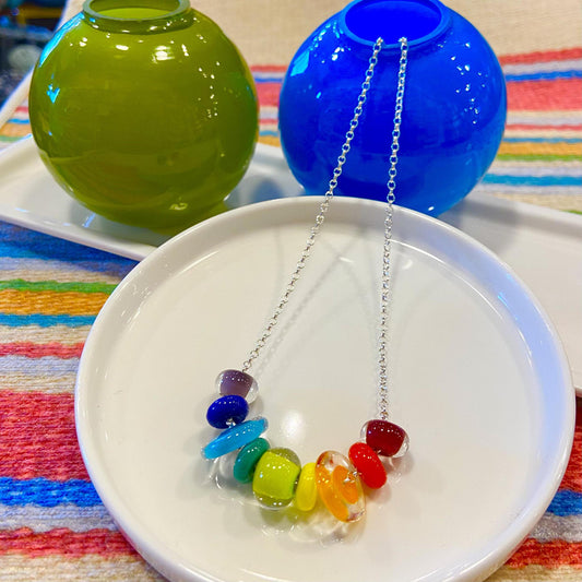 Necklace - Glass "Lifesaver" Beads - Rainbow