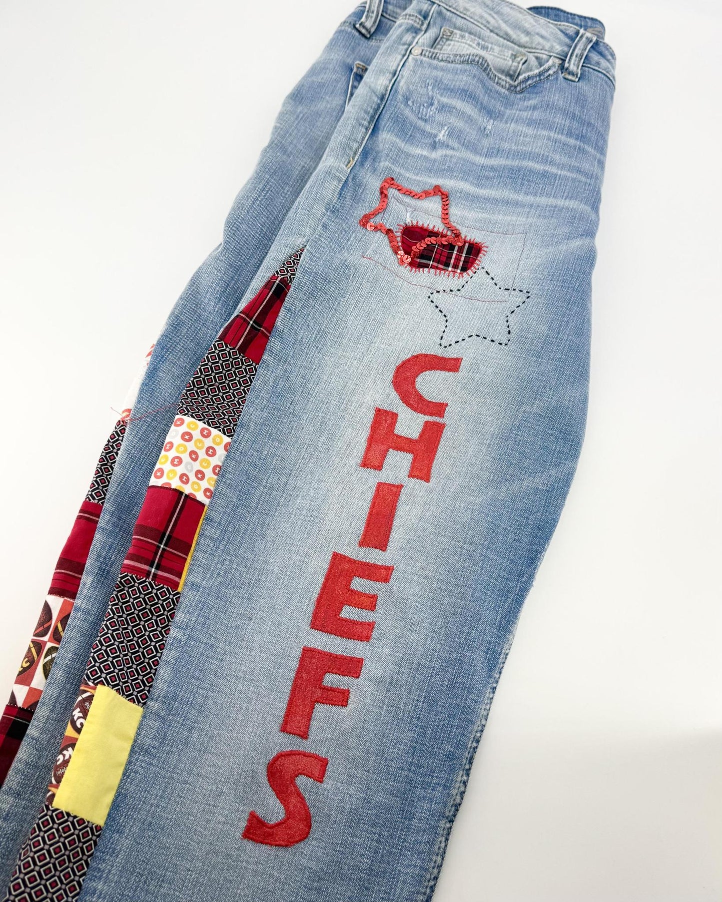 Upcycle YOUR Jeans - CUSTOM - KC Red Kingdom Inspired