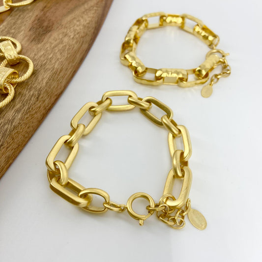 Bracelet - Rectangular Link - Gold