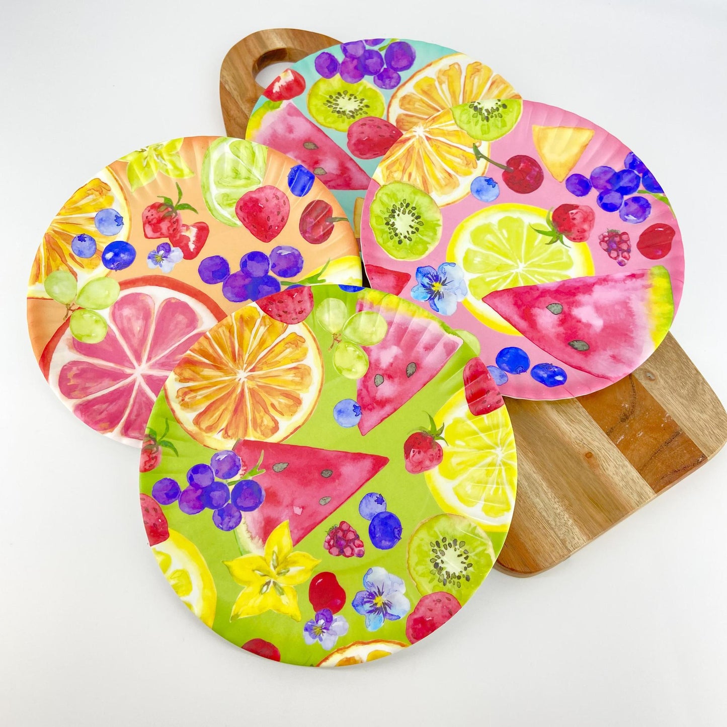 Plate - Citrus Fruit on Pink - Melamine - 9"