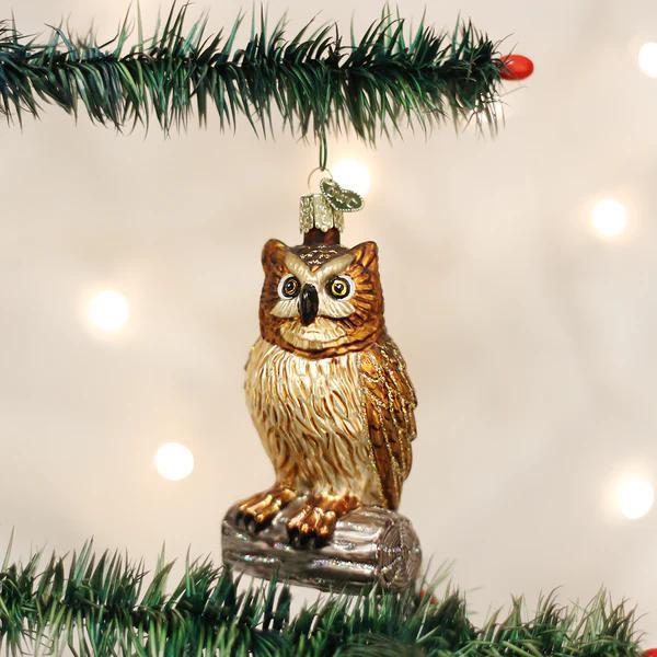 Ornament - Blown Glass - Wise Old Owl